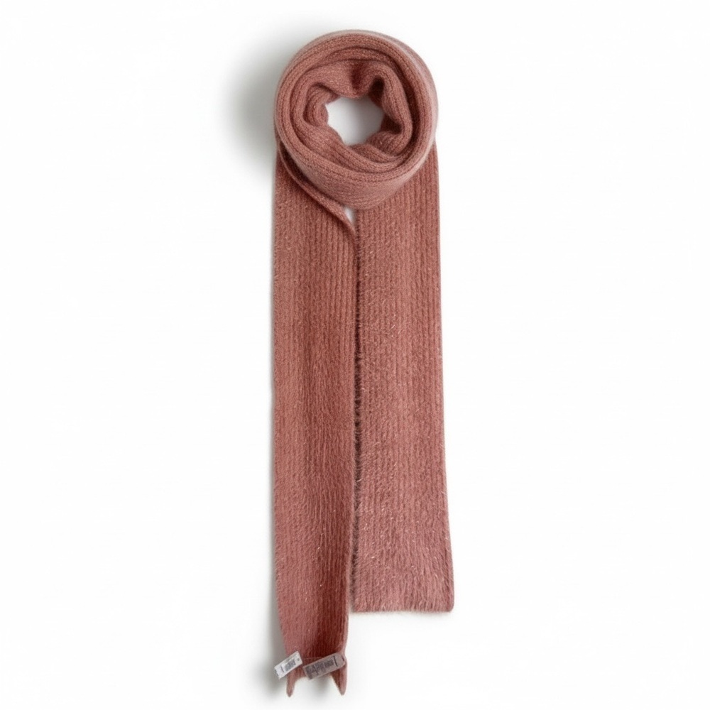 NWT Old Navy Winter Scarf Dusty Rose Metallic Fuzzy Knit Cozy Wrap Holiday Gift